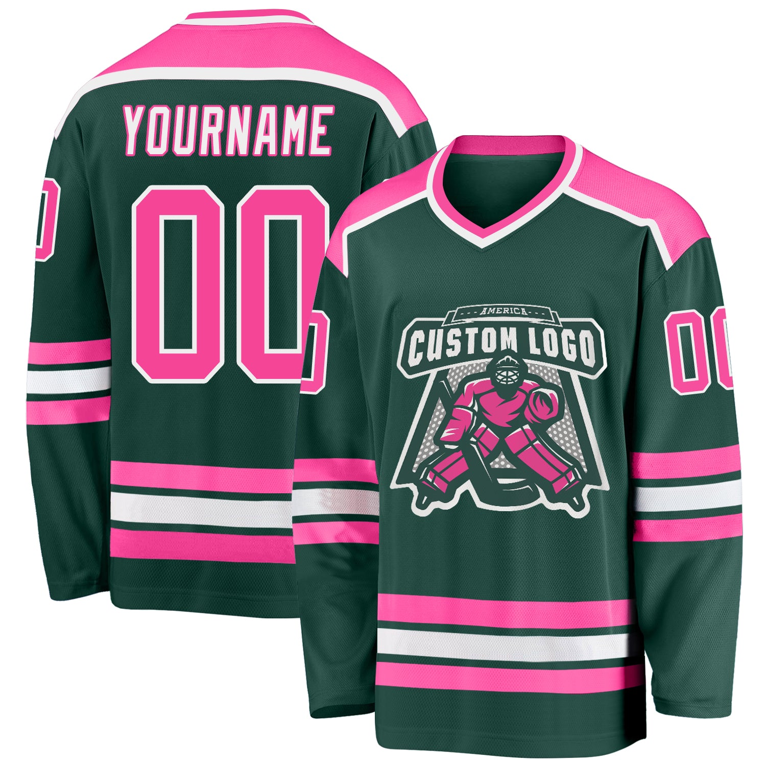 Personalized Green Pink White Hockey Jersey for Custom Fan Apparel Personalized Green Pink-White Hockey Jersey