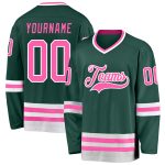 Custom Team Hockey Jersey Personalized with Name & Number - Green Pink White Personalized Green Pink-White Hockey Jersey