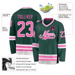 Custom Team Hockey Jersey Personalized with Name & Number - Green Pink White Personalized Green Pink-White Hockey Jersey