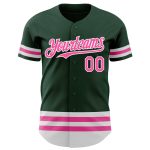 Custom Authentic Baseball Jersey with Personalized Name and Number - Green Pink White Line Design Personalized Green Pink-White