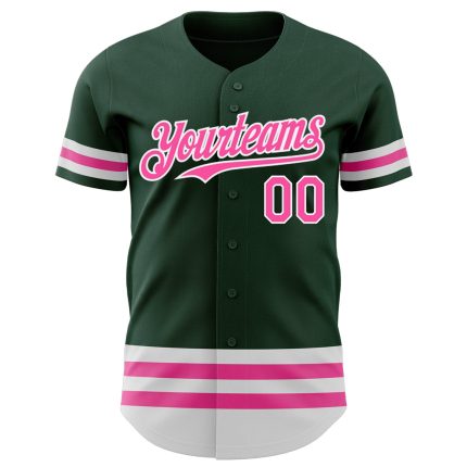 Custom Authentic Baseball Jersey with Personalized Name and Number - Green Pink White Line Design Personalized Green Pink-White