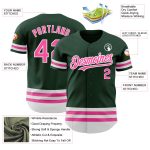 Custom Authentic Baseball Jersey with Personalized Name and Number - Green Pink White Line Design Personalized Green Pink-White