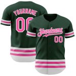 Custom Authentic Baseball Jersey with Personalized Name and Number - Green Pink White Line Design Personalized Green Pink-White