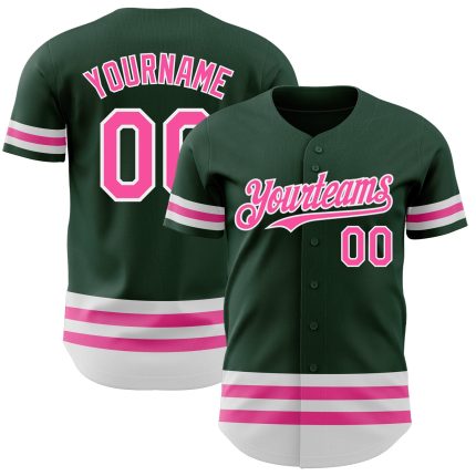 Custom Authentic Baseball Jersey with Personalized Name and Number - Green Pink White Line Design Personalized Green Pink-White