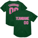 Personalized Throwback Baseball Jersey - Green Pink White Mesh Design Personalized Green Pink-White Mesh Authentic Throwback