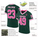 Custom Personalized Football Jersey - Authentic Green Pink White Mesh, Team Name & Number Personalized Green Pink-White Mesh