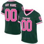 Custom Personalized Football Jersey - Authentic Green Pink White Mesh, Team Name & Number Personalized Green Pink-White Mesh
