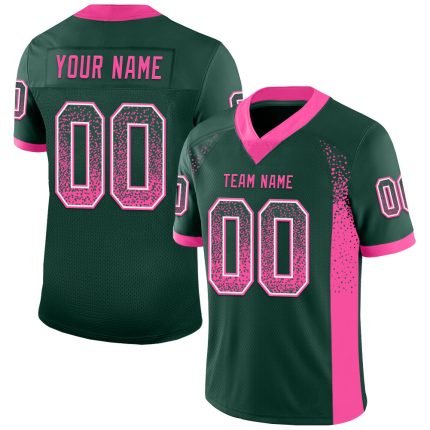 Custom Name Number Football Jersey - Personalized Green Pink White Mesh Drift Team Apparel Personalized Green Pink-White