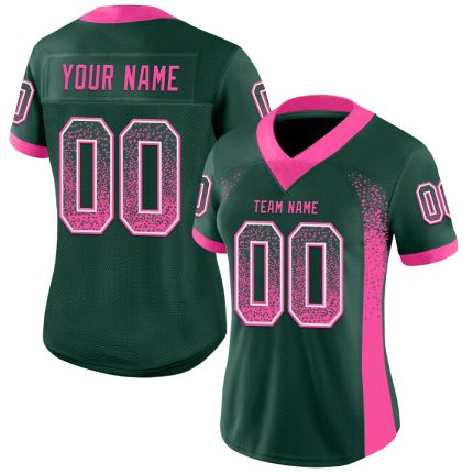 Custom Name Number Football Jersey - Personalized Green Pink White Mesh Drift Team Apparel Personalized Green Pink-White