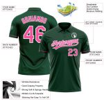 Custom Personalized Golf Polo Shirt with Team Name & Number - Green Pink White Performance Vapor Personalized Green Pink-White