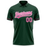 Custom Personalized Golf Polo Shirt with Team Name & Number - Green Pink White Performance Vapor Personalized Green Pink-White