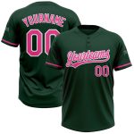 Personalized Unisex Softball Jersey in Green Pink White - Two-Button Style Personalized Green Pink-White Two-Button Unisex