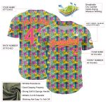 Custom Baseball Jersey with Personalized Name and Number - Green Pink Yellow 3D Pattern Design Color Brush Blocks Personalized