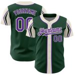 Custom Name and Number Authentic Baseball Jersey in Green Purple-Cream - Personalized Team Jersey in 3 Colors Personalized