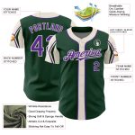 Custom Name and Number Authentic Baseball Jersey in Green Purple-Cream - Personalized Team Jersey in 3 Colors Personalized