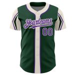 Custom Name and Number Authentic Baseball Jersey in Green Purple-Cream - Personalized Team Jersey in 3 Colors Personalized
