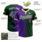 Custom Name and Number Unisex Two-Button Softball Jersey - Personalized Green Purple-Cream Gradient Fashion Personalized