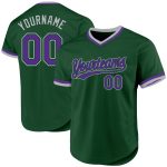 Custom Name and Number Authentic Throwback Baseball Jersey - Personalized Green Purple-Gray Team Jersey Personalized Green