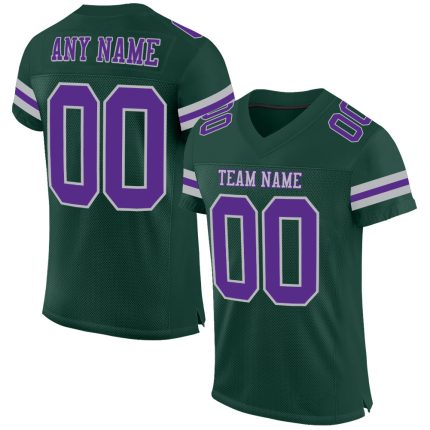 Custom Authentic Football Jersey with Personalized Name and Number - Green Purple-Gray Mesh Team Apparel Personalized Green