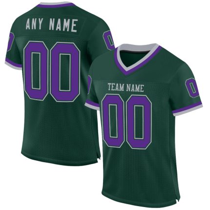 Custom Authentic Throwback Football Jersey - Personalized Green Purple-Gray with Team Name & Number Personalized Green Purple-Gray