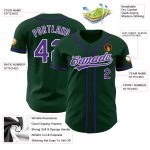 Custom Name and Number Personalized Authentic Baseball Jersey in Green Purple-White Personalized Green Purple-White Authentic