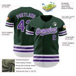Custom Personalized Baseball Jersey - Authentic Green Purple-White Line with Custom Name and Number Personalized Green Purple-White