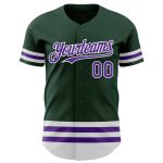 Custom Personalized Baseball Jersey - Authentic Green Purple-White Line with Custom Name and Number Personalized Green Purple-White