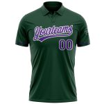 Custom Team Name Number Performance Golf Polo Shirt Green Purple White Personalized Green Purple-White Performance Vapor