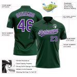 Custom Team Name Number Performance Golf Polo Shirt Green Purple White Personalized Green Purple-White Performance Vapor