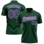 Custom Team Name Number Performance Golf Polo Shirt Green Purple White Personalized Green Purple-White Performance Vapor