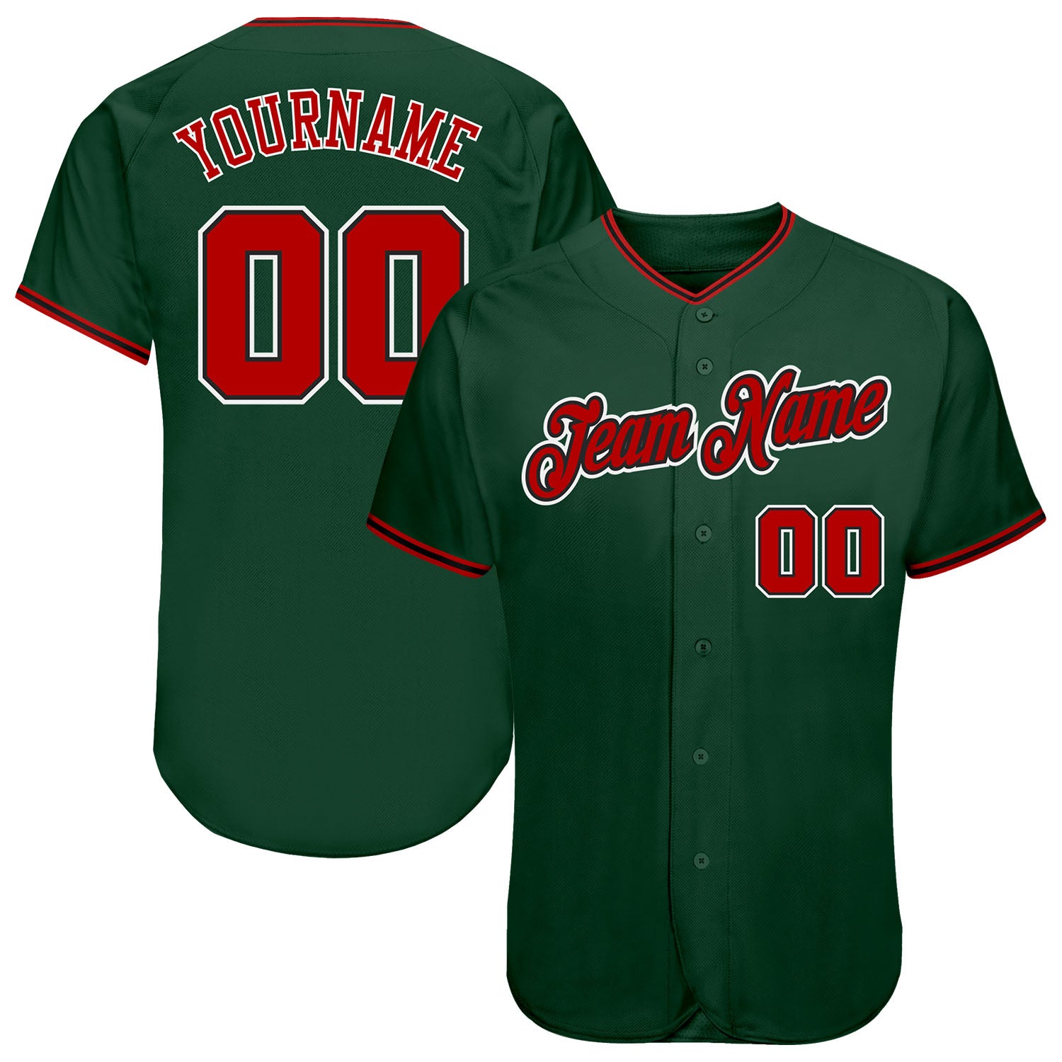 Custom Name and Number Personalized Baseball Jersey - Authentic Green Red and Black Team Jersey Personalized Green Red-Black