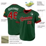 Custom Name and Number Authentic Throwback Baseball Jersey - Personalized Green Red-Black Team Jersey Personalized Green