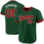 Custom Name and Number Authentic Throwback Baseball Jersey - Personalized Green Red-Black Team Jersey Personalized Green