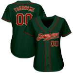 Custom Name and Number Authentic Baseball Jersey, Personalized Green Red-Cream Design Personalized Green Red-Cream Authentic