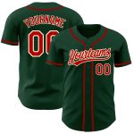 Custom Green Red Cream Baseball Jersey - Authentic Design for Fans Personalized Green Red-Cream Authentic Baseball Jersey