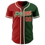Personalized Gradient Baseball Jersey in Green Red-Cream | Authentic Fashion Apparel Personalized Green Red-Cream Authentic