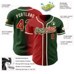 Personalized Gradient Baseball Jersey in Green Red-Cream | Authentic Fashion Apparel Personalized Green Red-Cream Authentic