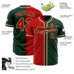Personalized Custom Name and Number Baseball Jersey - Green Red-Cream Authentic Gradient Fashion Style Personalized Green
