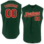 Custom Name and Number Personalized Baseball Jersey - Authentic Sleeveless Green Red-Cream Team Jersey Personalized Green