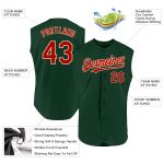 Custom Name and Number Personalized Baseball Jersey - Authentic Sleeveless Green Red-Cream Team Jersey Personalized Green
