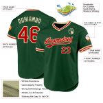 Custom Name and Number Authentic Throwback Baseball Jersey - Personalized Green Red Cream Team Jersey Personalized Green