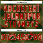 Custom Bomber Jacket with Personalized Name & Number - 3D Green Red-Cream Check Varsity Full-Snap Letterman Design Personalized