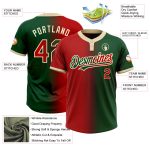 Custom Two-Button Unisex Softball Jersey with Personalized Name and Number - Green Red-Cream Gradient Fashion Design Personalized