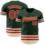 Custom Authentic Baseball Jersey with Personalized Name and Number - Green Red-Cream Team Design Personalized Green Red-Cream