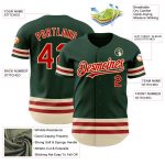 Custom Authentic Baseball Jersey with Personalized Name and Number - Green Red-Cream Team Design Personalized Green Red-Cream