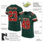 Customizable Football Jersey - Personalized Green Red Cream Mesh with Team Name and Number Personalized Green Red-Cream Mesh