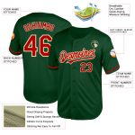 Custom Authentic Throwback Baseball Jersey - Personalized Green Red Cream Mesh with Team Name and Number Personalized Green