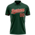 Custom Performance Vapor Golf Polo Shirt with Personalized Name & Number in Green Red-Cream Personalized Green Red-Cream