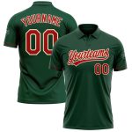 Custom Performance Vapor Golf Polo Shirt with Personalized Name & Number in Green Red-Cream Personalized Green Red-Cream