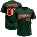 Custom Name and Number Unisex Two-Button Softball Jersey in Green Red-Cream - Personalized Team Apparel Personalized Green